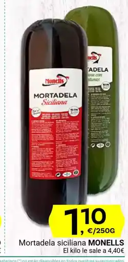 Supermercados Dani MONELLS Mortadela siciliana oferta