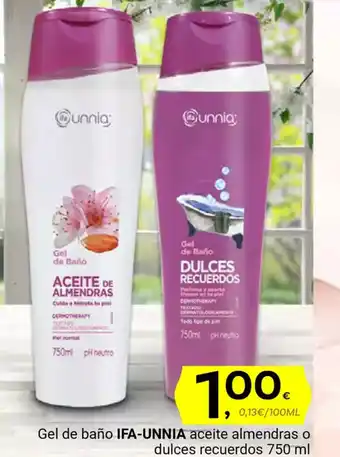 Supermercados Dani IFA-UNNIA Gel de baño aceite almendras o dulces recuerdos oferta