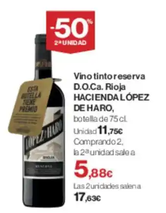 Supercor HACIENDA LÓPEZ DE HARO Vino tinto reserva d.o.ca. rioja oferta