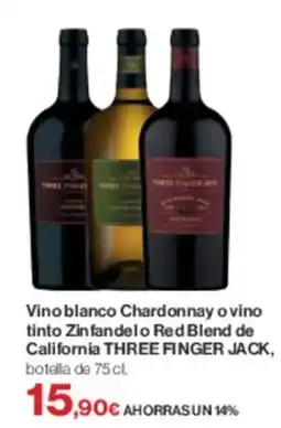 Supercor THREE FINGER JACK Vino blanco chardonnay o vino tinto zinfandelo red blend de california oferta