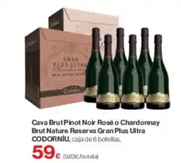 Supercor CODORNÍU Cava Brut Pinot Noir Rosé o Chardonnay Brut Nature Reserva Gran Plus Ultra oferta