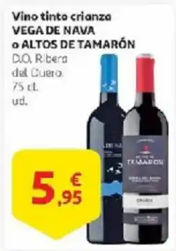 Alcampo VEGA DE NAVA o ALTOS DE TAMARÓN Vino tinto crianza oferta