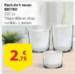 Alcampo BISTRO Pack de 4 vasos oferta