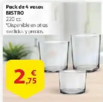 Alcampo BISTRO Pack de 4 vasos oferta