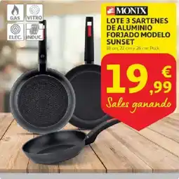 Alcampo MONIX Lote 3 sartenes de aluminio forjado modelo sunset oferta