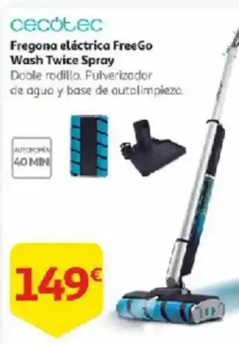 Alcampo CECOTEC Fregona eléctrica FreeGo Wash Twice Spray oferta