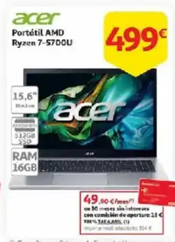 Alcampo ACER Portátil AMD Ryzen 7-5700U oferta