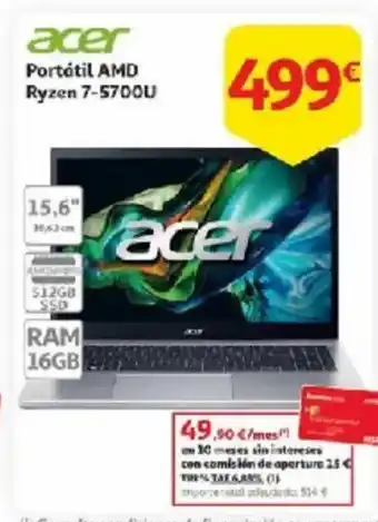 Alcampo ACER Portátil AMD Ryzen 7-5700U oferta