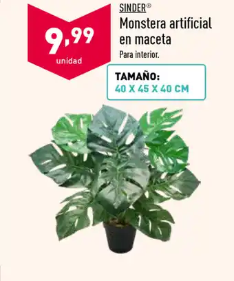 ALDI Sinder Monstera artificial en maceta 40 x 45 x 40 cm oferta