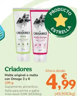 TiendAnimal CRIADORES Malta original o malta con Omega 3 y 6 oferta