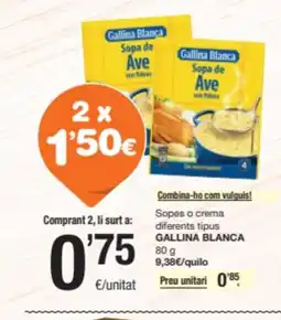 SPAR Fragadis GALLINA BLANCA Sopes o crema diferents tipus oferta