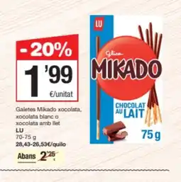 SPAR Fragadis LU Galetes Mikado xocolata, xocolata blanc o xocolata amb llet oferta