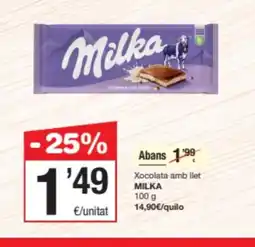 SPAR Fragadis MILKA Xocolata amb llet oferta