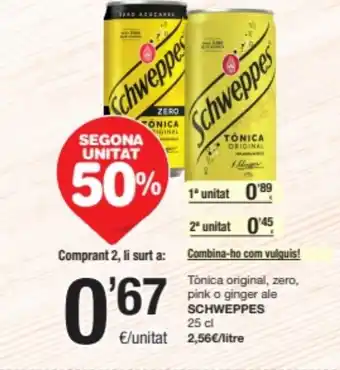 SPAR Fragadis SCHWEPPES Tônica original, zero, pink o ginger ale oferta