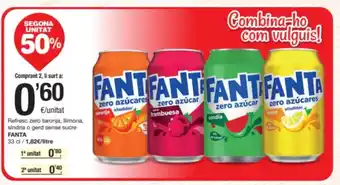 SPAR Fragadis FANTA Refresc zero taronja, llimona, sindria o gerd sense sucre oferta