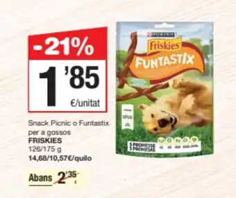 SPAR Fragadis FRISKIES Snack Picnic o Funtastix per a gossos oferta