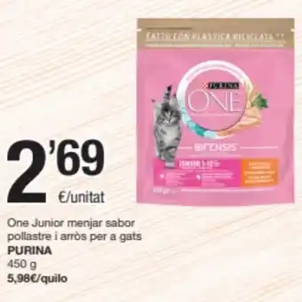 SPAR Fragadis PURINA One Junior menjar sabor pollastre i arròs per a gats oferta