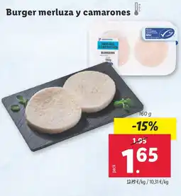 Lidl Burger merluza y camarones oferta