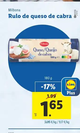 Lidl MILBONA Rulo de queso de cabra oferta