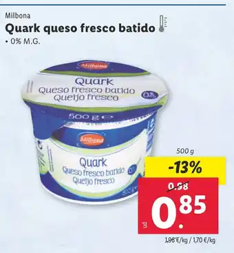 Lidl MILBONA Quark queso fresco batido oferta