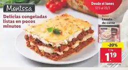 Lidl MONISSA Lasaña de carne oferta