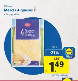 Lidl MILBONA Mezcla 4 quesos oferta