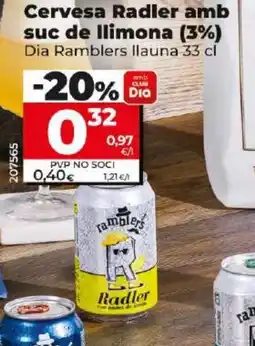 Dia Cervesa Radler amb suc de llimona (3%) oferta