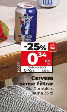 Dia Cervesa sense filtrar oferta