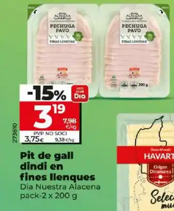 Dia Pit de gall dindi en fines llenques oferta