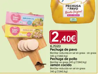 Hiper Usera El Pozo Pechuga de pavo 340g, Pechuga de pollo 340g, Jamón cocido 340g oferta