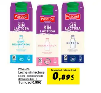 Hiper Usera Pascual Leche sin lactosa brik 1L oferta