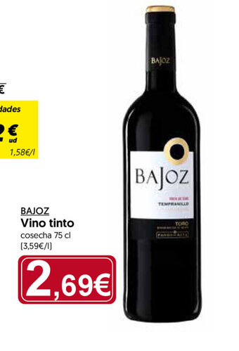 Hiper Usera Bajoz Vino tinto 75cl oferta