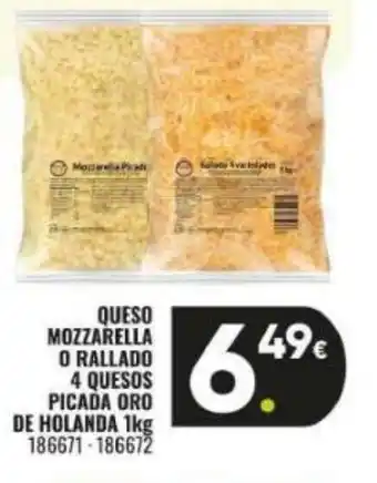 Family Cash Queso mozzarella o rallado 4 quesos picada oro de holanda oferta