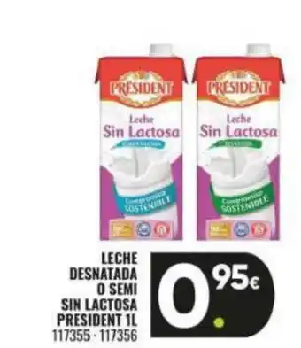 Family Cash PRESIDENT Leche desnatada o semi sin lactosa oferta