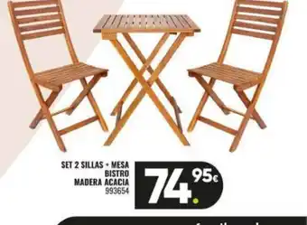 Family Cash Set 2 sillas + mesa bistro madera acacia oferta