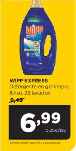 Alimerka WIPP EXPRESS Detergente en gel limpio & liso, 28 lavados oferta