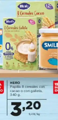 Alimerka HERO Papilla 8 cereales con cacao o con galleta oferta