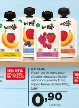 Alimerka BE PLUS Pouch bio de manzana y plátano manzana plátano, arándanos y avena, frutos rojos o fresa y plátano oferta