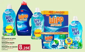 Hiper Usera WIPP Detergente en polvo 40 dosis + vernel Gratis , Detergente líquido, Detergente en cápsulas 30dosis +vernel Gratis oferta