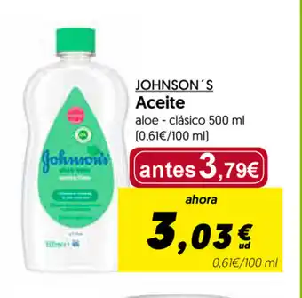 Hiper Usera Johnson's Aceite 500ml oferta