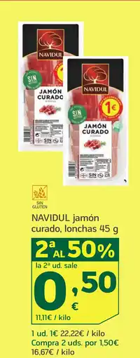 HiperDino NAVIDUL jamón curado, lonchas oferta