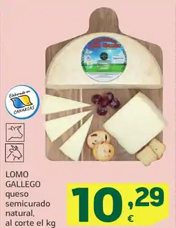 HiperDino LOMO GALLEGO queso semicurado natural, oferta