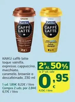 HiperDino KAIKU caffè latte toque vainilla, expresso, cappuccino macchiato, caramelo, brownie o descafeinado oferta