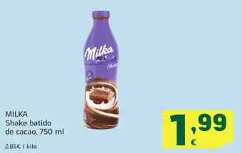 HiperDino MILKA Shake batido de cacao oferta