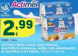 HiperDino ACTIMEL Fresa, coco, multifrutas, multifruta naranja, mora con arándanos, 0% natural o 0% fresa oferta