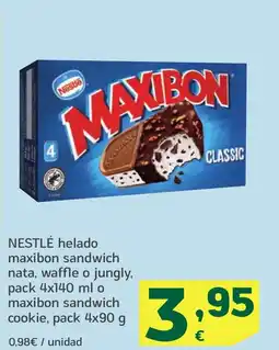 HiperDino NESTLÉ helado maxibon sandwich nata, waffle o jungly o maxibon sandwich cookie oferta