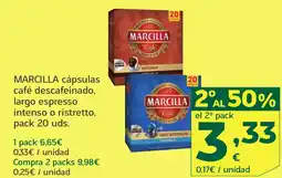 HiperDino MARCILLA cápsulas café descafeinado, largo espresso intenso o ristretto oferta