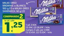 HiperDino Brownie o blanco o milka oreo sandwich oferta