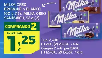 HiperDino Brownie o blanco o milka oreo sandwich oferta