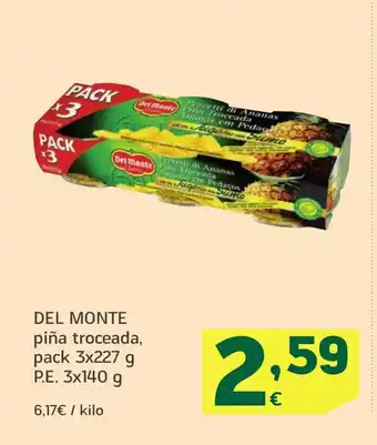 HiperDino DEL MONTE piña troceada oferta